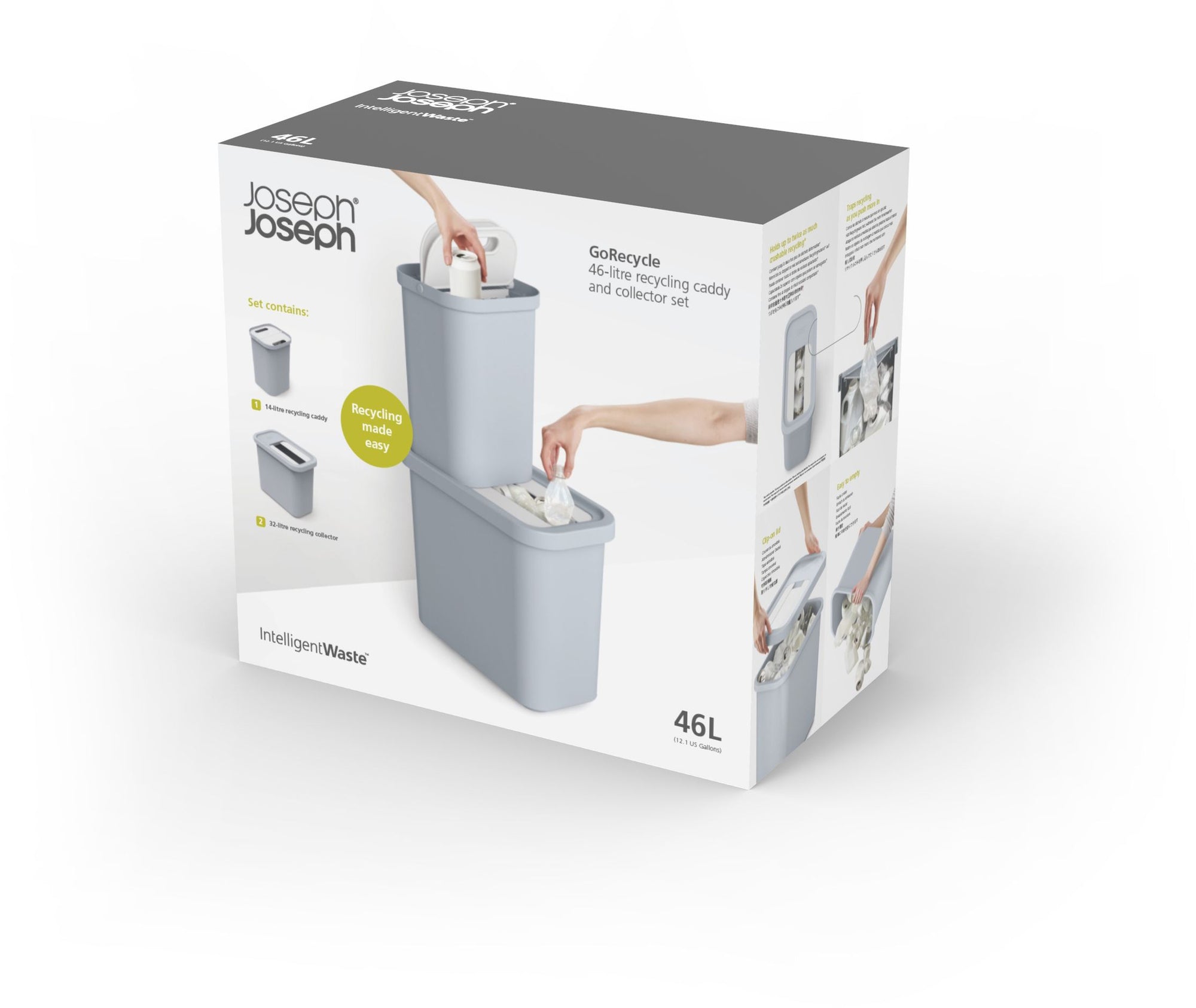 JOSEPH JOSEPH GORECYCLE RECYCLING PRULLENBAK SET 32 + 2X7 LITER