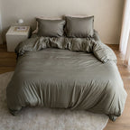 COCO & CICI TENCEL TWILL DEKBEDOVERTREK OLIJFGROEN + 1 KUSSENSLOOP 60X70