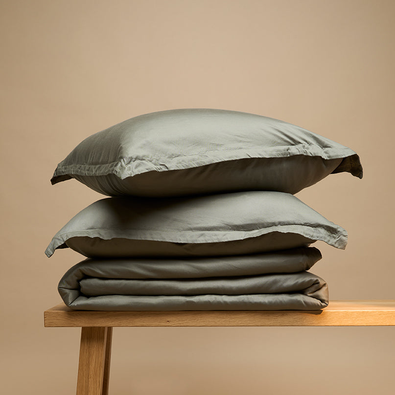 COCO & CICI TENCEL TWILL DEKBEDOVERTREK OLIJFGROEN + 1 KUSSENSLOOP 60X70