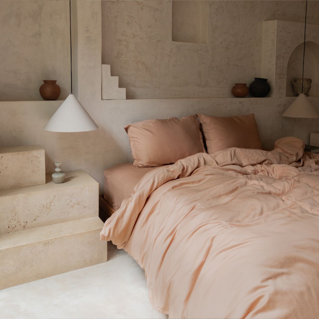COCO & CICI TENCEL TWILL DEKBEDOVERTREK PEACH 200 × 200 CM + 2 KUSSENSLOPEN