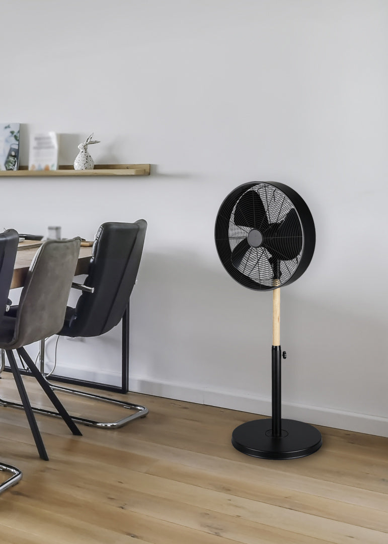 REALITY STATIEFVENTILATOR VIKING METAAL MAT ZWART 45 CM