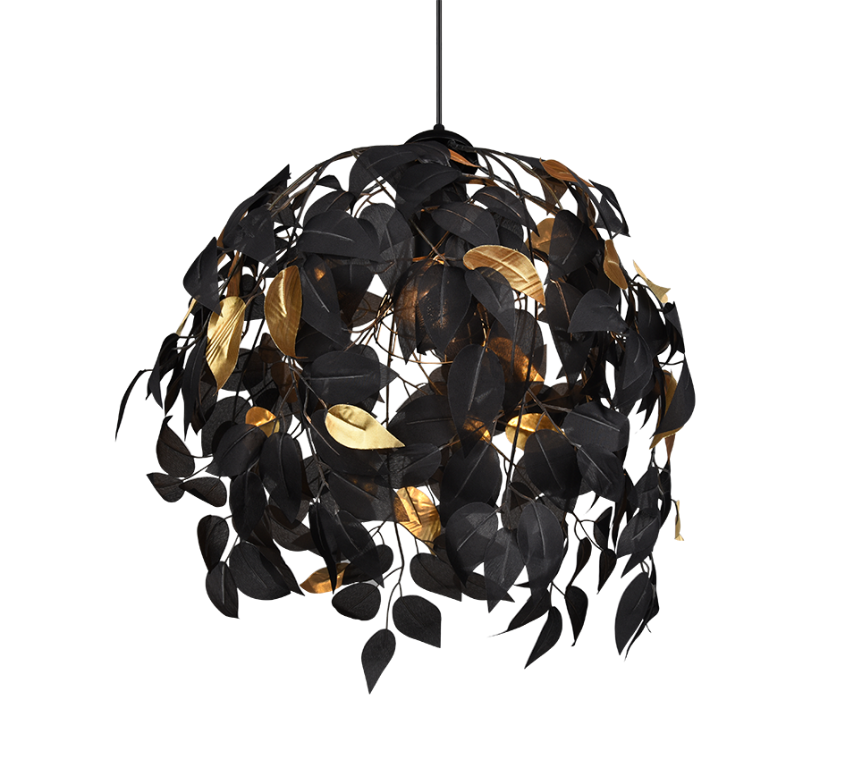 REALITY HANGLAMP LEAVY METAAL/KUNSTSTOF ZWART/GOUD 38 CM