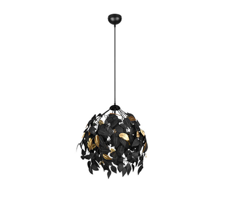 REALITY HANGLAMP LEAVY METAAL/KUNSTSTOF ZWART/GOUD 38 CM