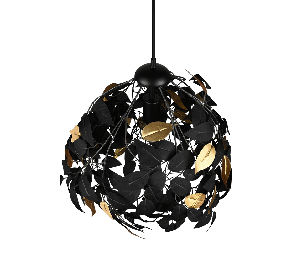 REALITY HANGLAMP LEAVY METAAL/KUNSTSTOF ZWART/GOUD 38 CM