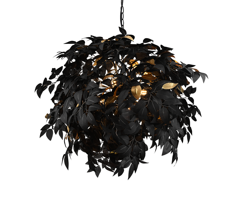 REALITY HANGLAMP LEAVY METAAL/KUNSTSTOF ZWART/GOUD 70 CM