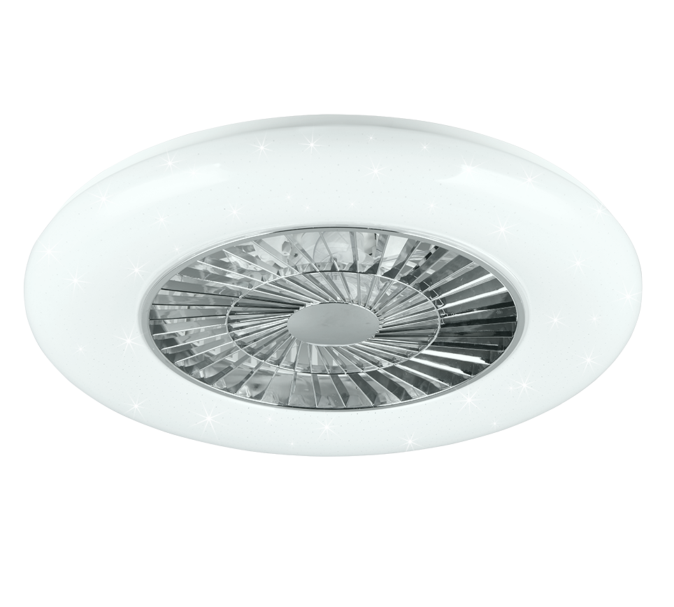 REALITY PLAFONDVENTILATOR VISBY LED CHROOM/WIT 58 CM