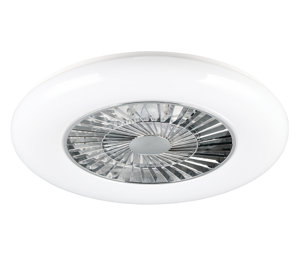 REALITY PLAFONDVENTILATOR VISBY LED CHROOM/WIT 58 CM