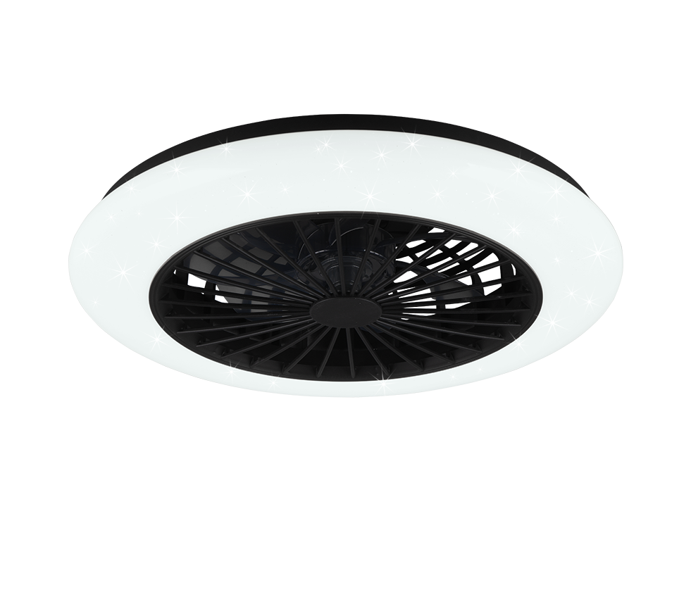 REALITY PLAFONDVENTILATOR STRALSUND LED MAT ZWART 49 CM