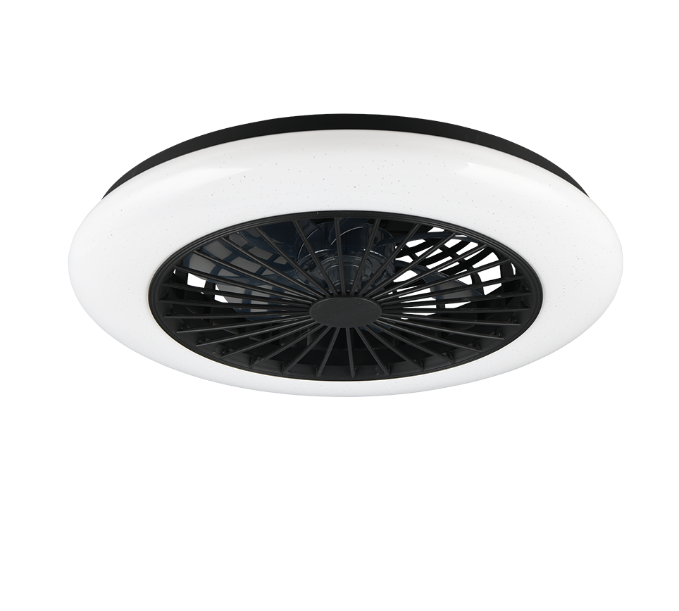 REALITY PLAFONDVENTILATOR STRALSUND LED MAT ZWART 49 CM