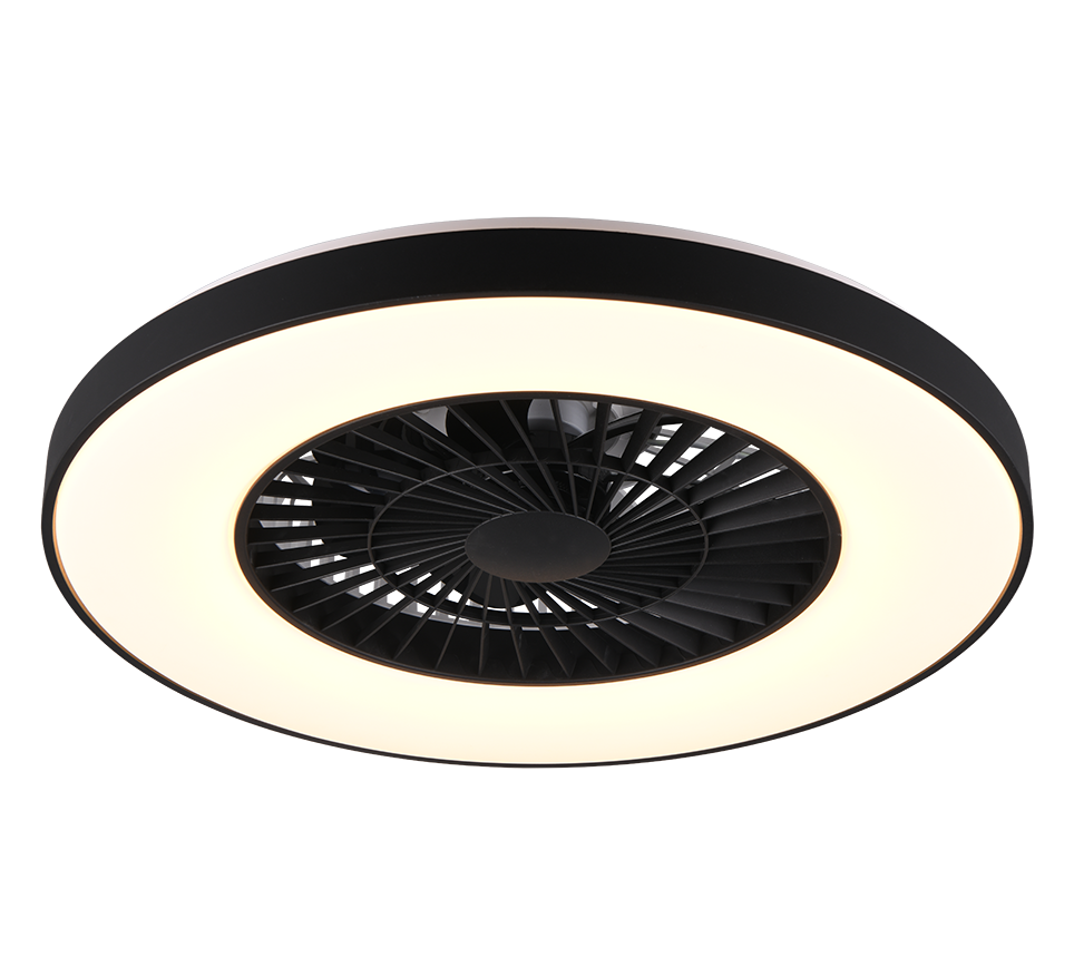 REALITY PLAFONDVENTILATOR HALMSTAD LED MAT ZWART/WIT 58 CM