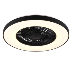 REALITY PLAFONDVENTILATOR HALMSTAD LED MAT ZWART/WIT 58 CM