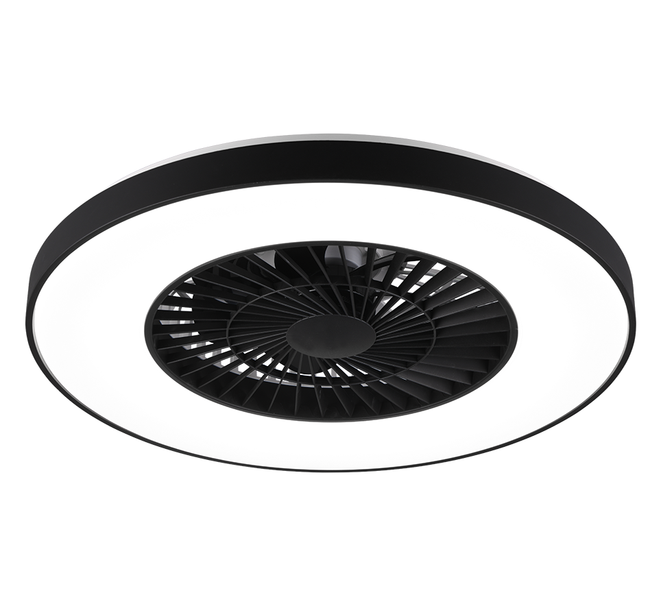 REALITY PLAFONDVENTILATOR HALMSTAD LED MAT ZWART/WIT 58 CM