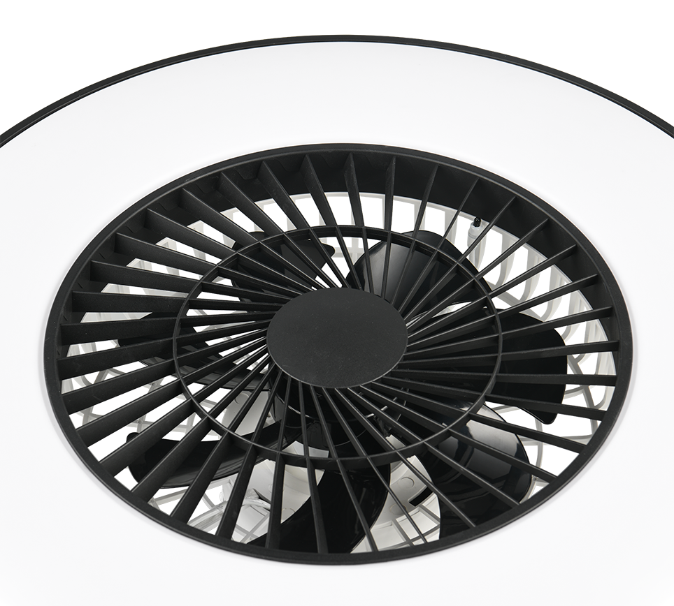 REALITY PLAFONDVENTILATOR HALMSTAD LED MAT ZWART/WIT 58 CM