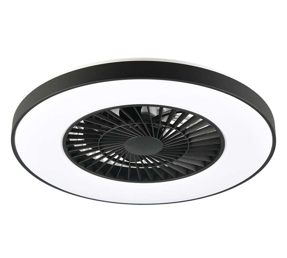 REALITY PLAFONDVENTILATOR HALMSTAD LED MAT ZWART/WIT 58 CM