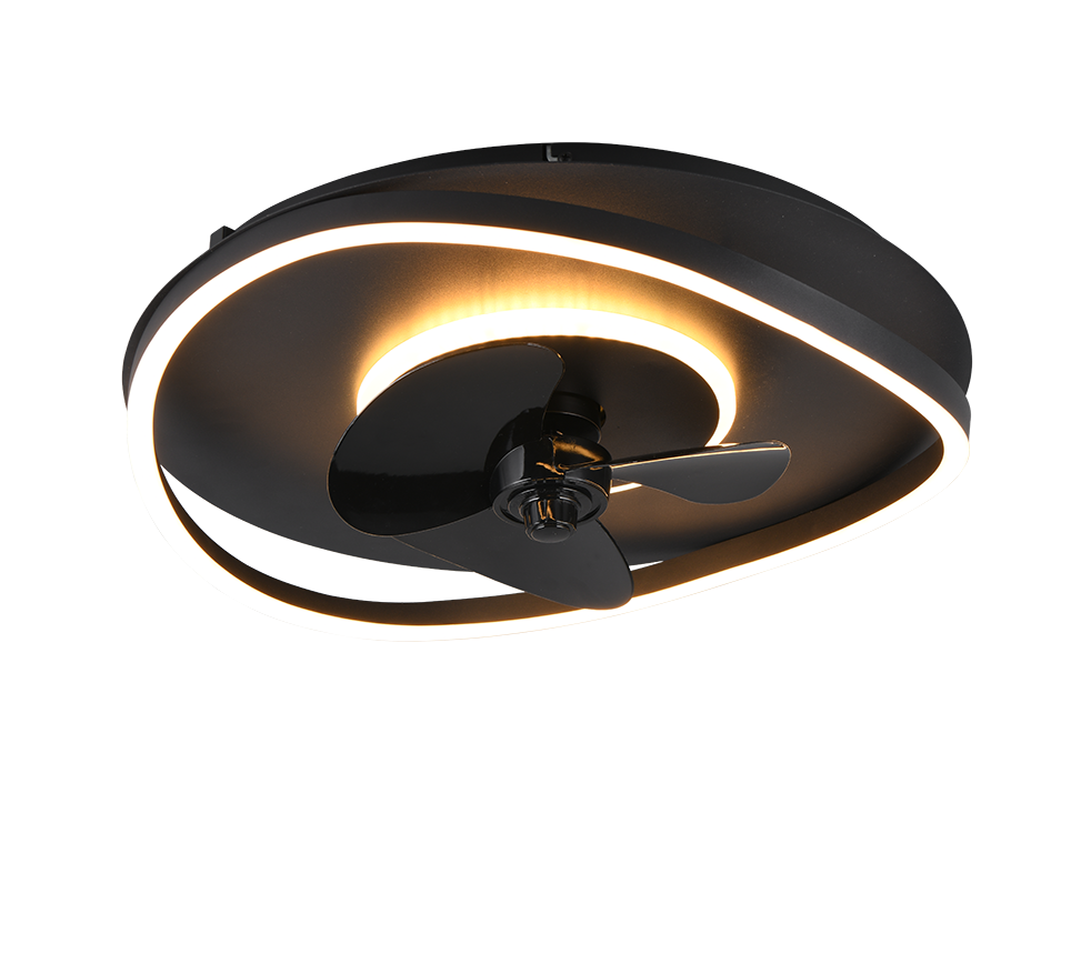 REALITY PLAFONDVENTILATOR SORTLAND LED MAT ZWART 50 CM