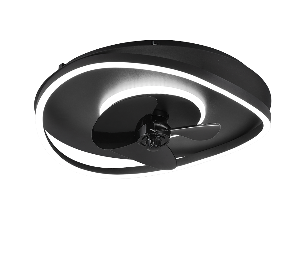 REALITY PLAFONDVENTILATOR SORTLAND LED MAT ZWART 50 CM