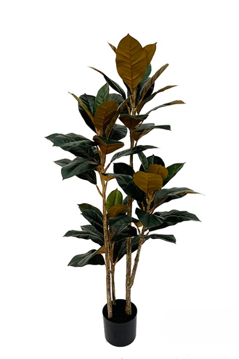 NEVERLEAFS RUBBERBOOM KUNSTPLANT FICUS ELASTICA 140 CM 3 STAMMEN
