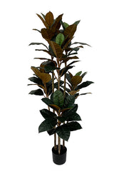 NEVERLEAFS RUBBERBOOM KUNSTPLANT FICUS ELASTICA 160 CM 3 STAMMEN