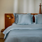 COCO & CICI TENCEL SATEEN DEKBEDOVERTREK JEANS BLAUW LITS JUMEAUX 240 X 220 CM + 2 KUSSENSLOPEN 60 X 70 CM