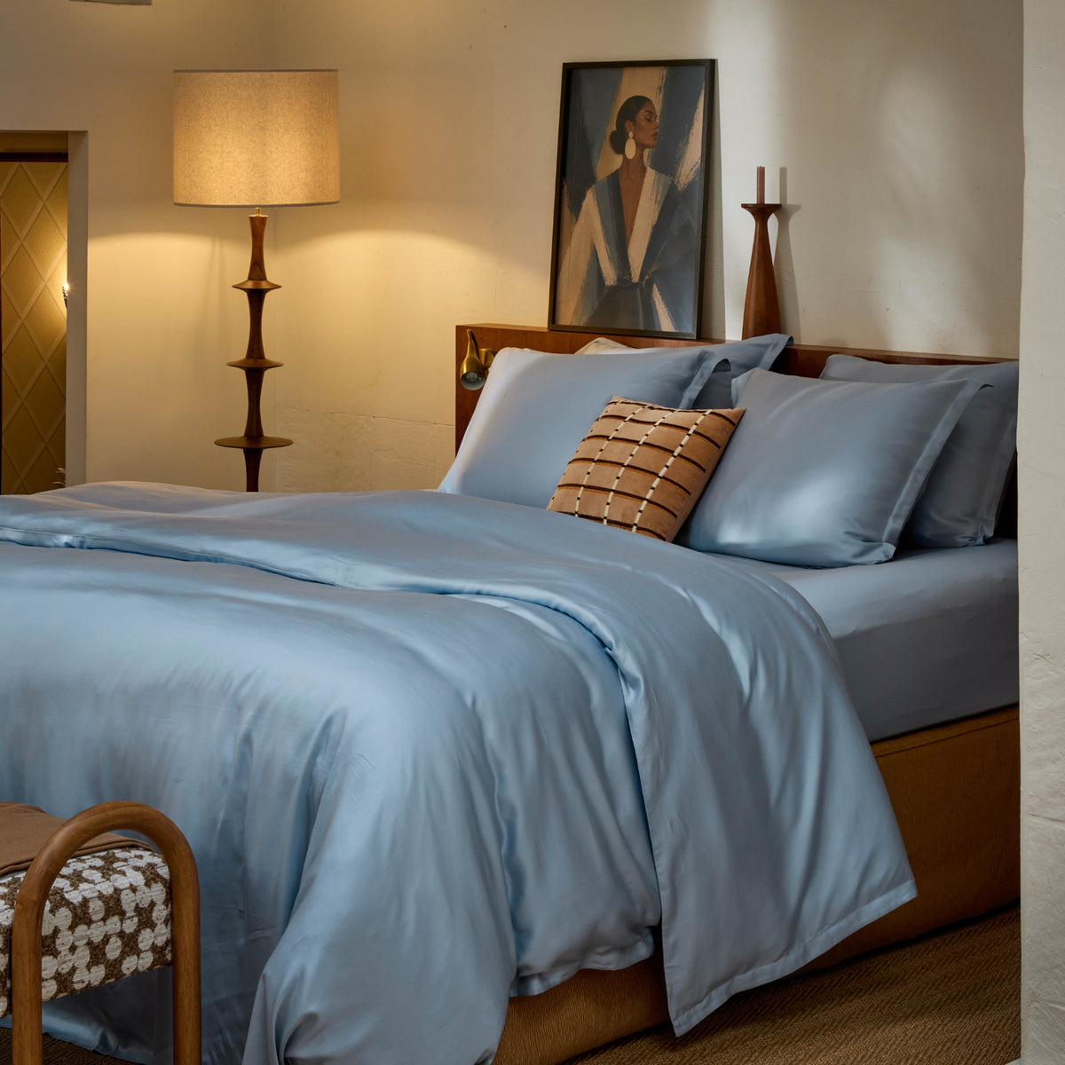 COCO & CICI TENCEL SATEEN DEKBEDOVERTREK JEANS BLAUW LITS JUMEAUX 260 X 220 CM + 2 KUSSENSLOPEN 60 X 70 CM