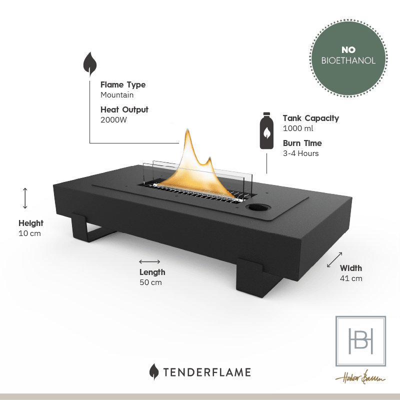 TENDERFLAME TABLE MOUNTAIN 180 TAFELHAARD STAAL ZWART 2000 W
