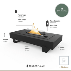 TENDERFLAME TABLE MOUNTAIN 180 TAFELHAARD STAAL ZWART 2000 W