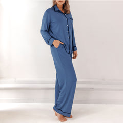 COCO & CICI TENCEL PYJAMA BROEK DAMES DONKERBLAUW MAAT XL