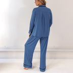 COCO & CICI TENCEL PYJAMA BROEK DAMES DONKERBLAUW MAAT XL