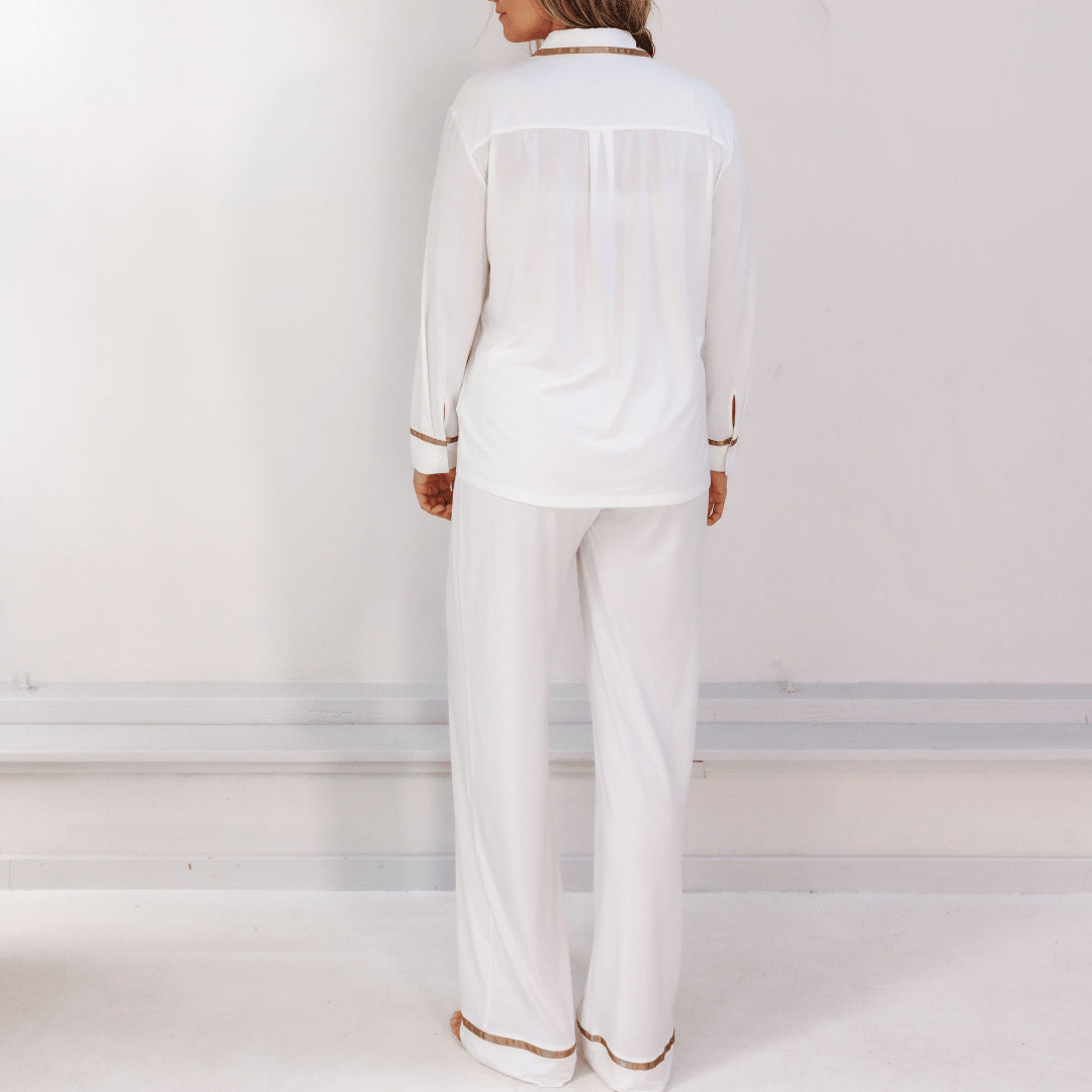 COCO & CICI TENCEL PYJAMA BROEK DAMES OFF WHITE MAAT S