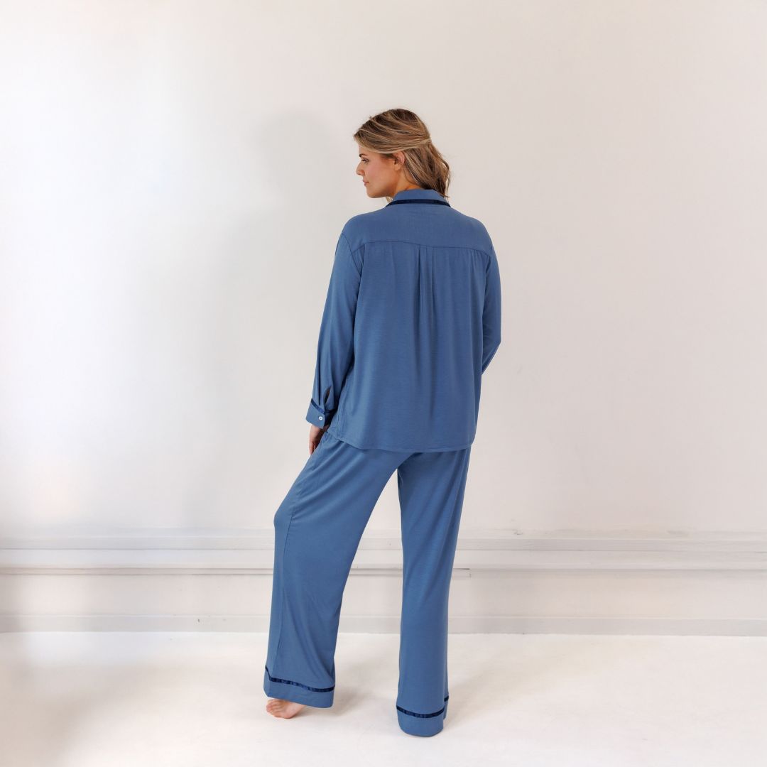 COCO & CICI - TENCEL PYJAMA SET DAMES DONKER BLAUW - MAAT XL