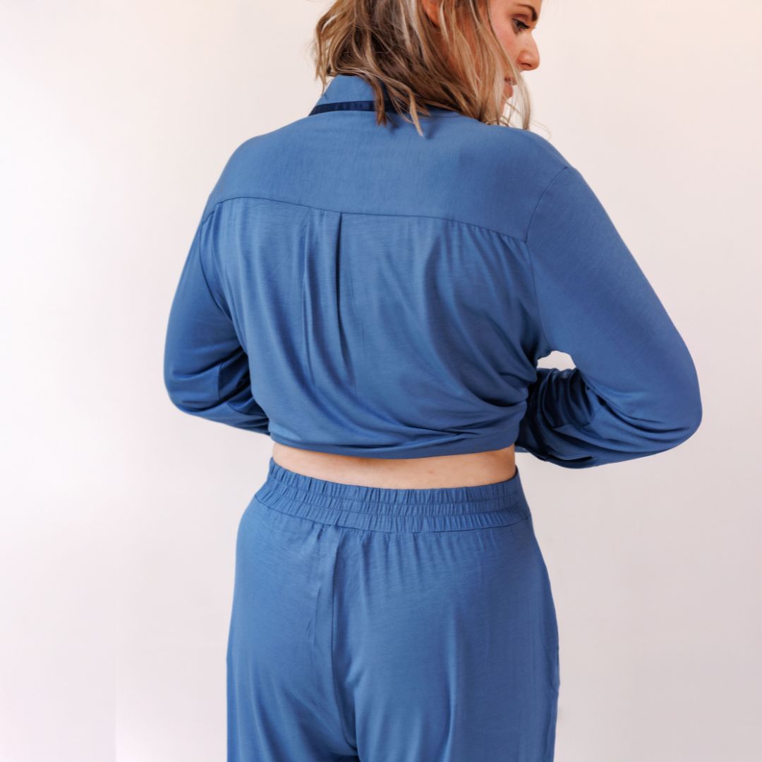 COCO & CICI - TENCEL PYJAMA SET DAMES DONKER BLAUW - MAAT XL