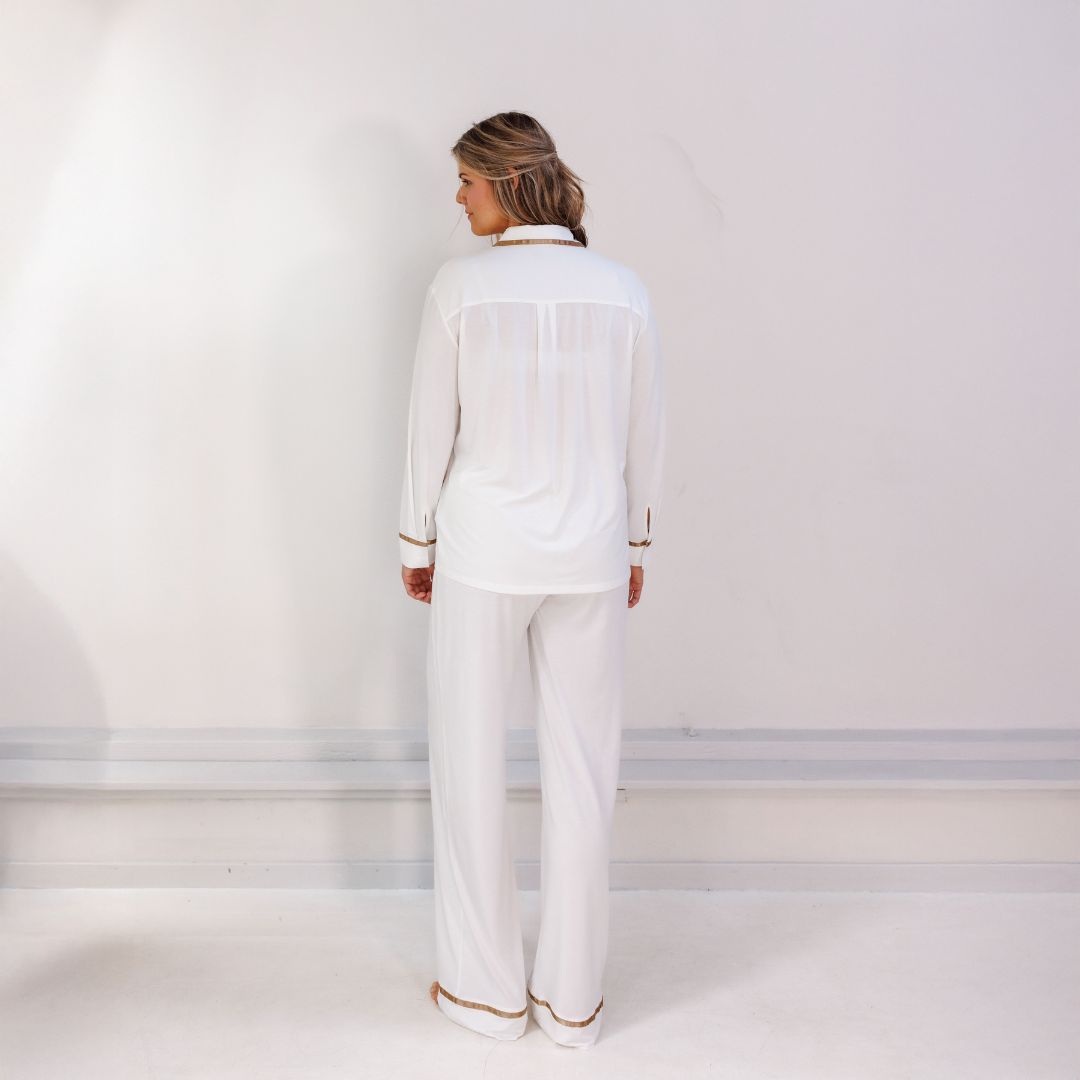 COCO & CICI TENCEL PYJAMA SET DAMES OFF WHITE - MAAT L
