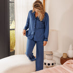 COCO & CICI TENCEL PYJAMA SET DAMES DONKER BLAUW - MAAT M