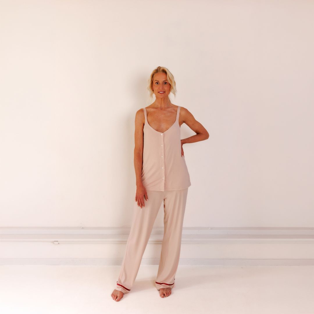 COCO & CICI TENCEL PYJAMA SET KORT/LANG DAMES POWDER PEACH MAAT M