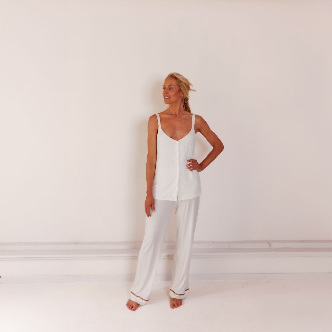 COCO & CICI TENCEL PYJAMA SET KORT/LANG DAMES OFF WHITE MAAT S
