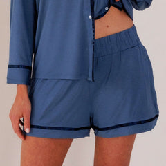 COCO & CICI TENCEL PYJAMA SHORTS DAMES DONKERBLAUW MAAT M