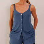 COCO & CICI TENCEL PYJAMA TOP DAMES DONKERBLAUW MAAT L