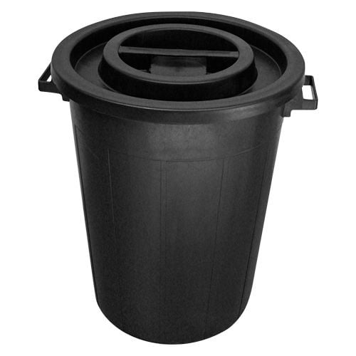 RONDE TON 100 LITER MET DEKSEL ZWART