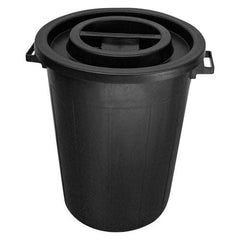 RONDE TON 100 LITER MET DEKSEL ZWART