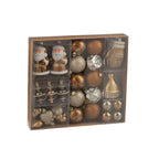 J-LINE DOOS VAN 45 KERSTBALLEN PLASTIC BRUIN