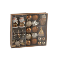 J-LINE DOOS VAN 45 KERSTBALLEN PLASTIC BRUIN