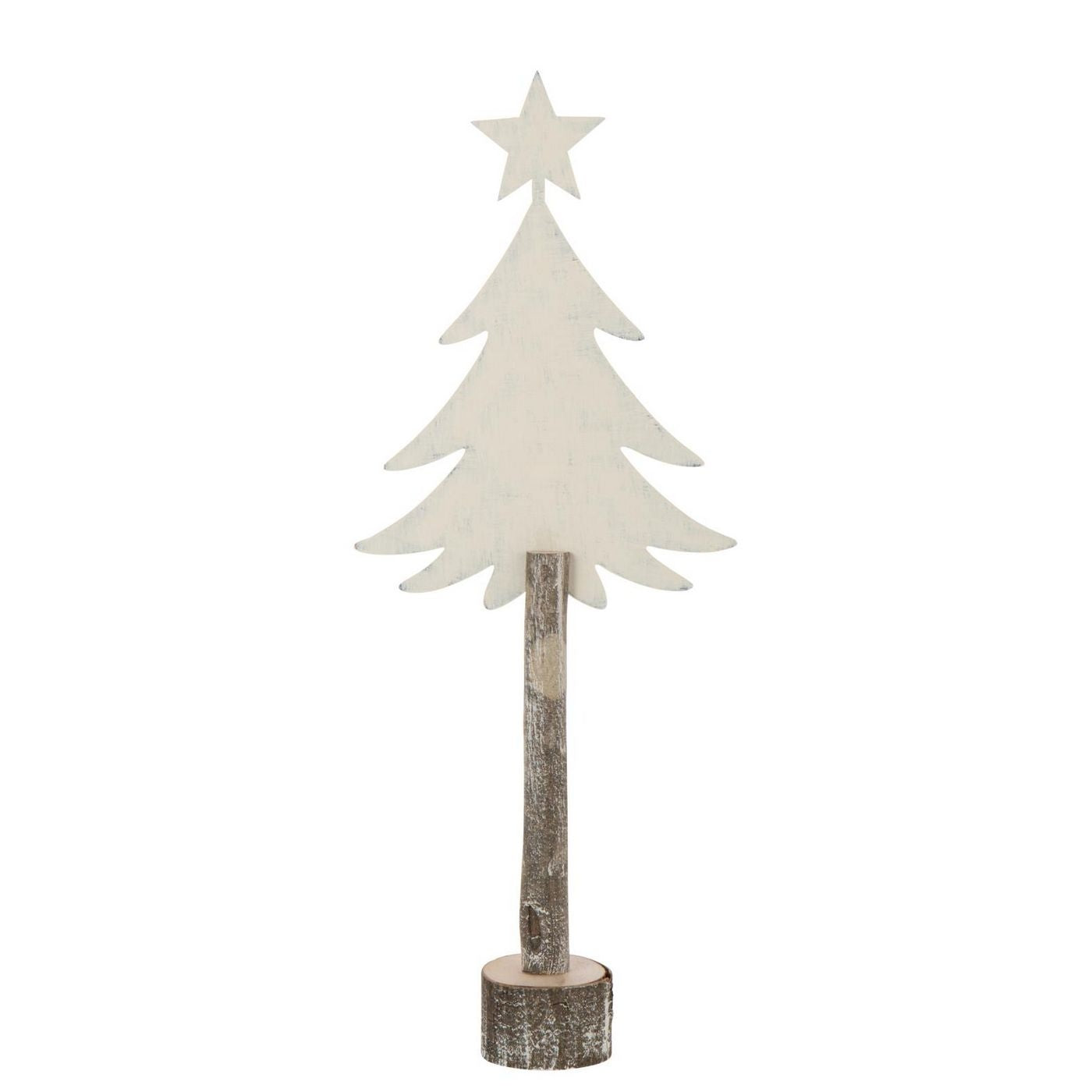 J-LINE KERSTBOOM + STER IJZER/PAULOWNIAHOUT GEBROKEN WIT GROOT
