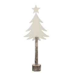 J-LINE KERSTBOOM + STER IJZER/PAULOWNIAHOUT GEBROKEN WIT GROOT