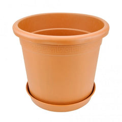 PERSEO TERRACOTTA Ø33X33CM RONDE POT 25L + SCHOTEL