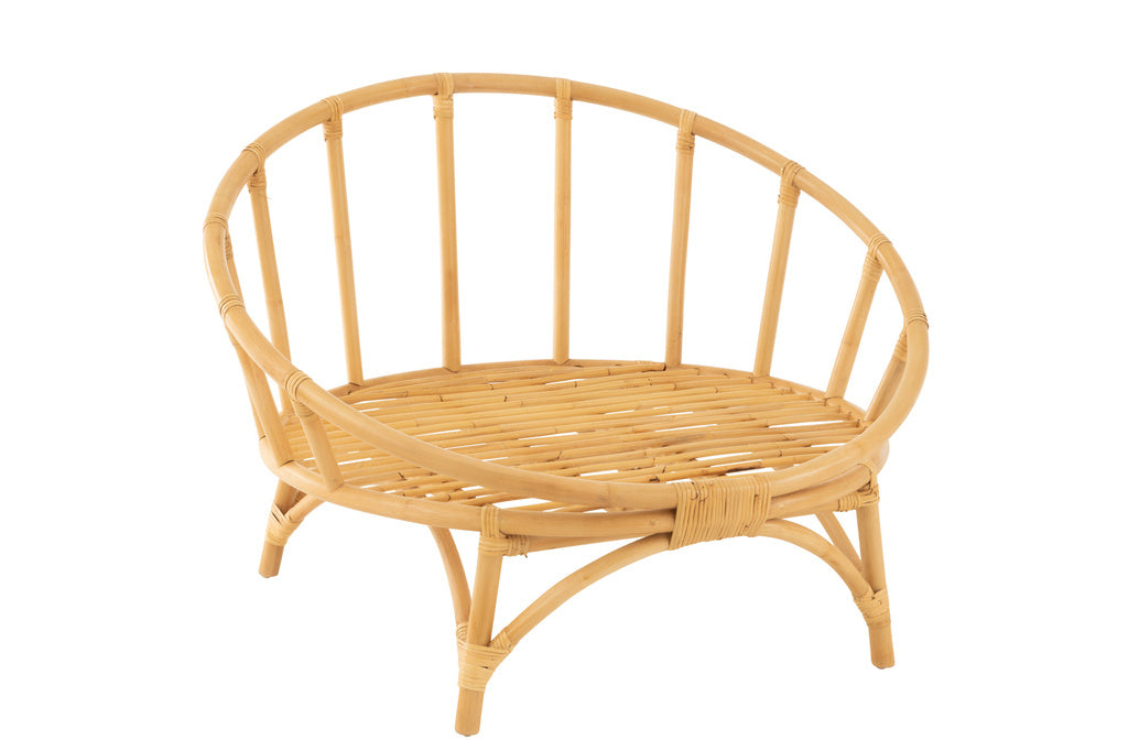 J-LINE STOEL + KUSSEN – RATTAN/TEXTIEL – NATURAL/WHITE – 98 CM