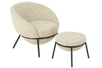 Loungestoel + voetenkruk ijzer beige/zwart
