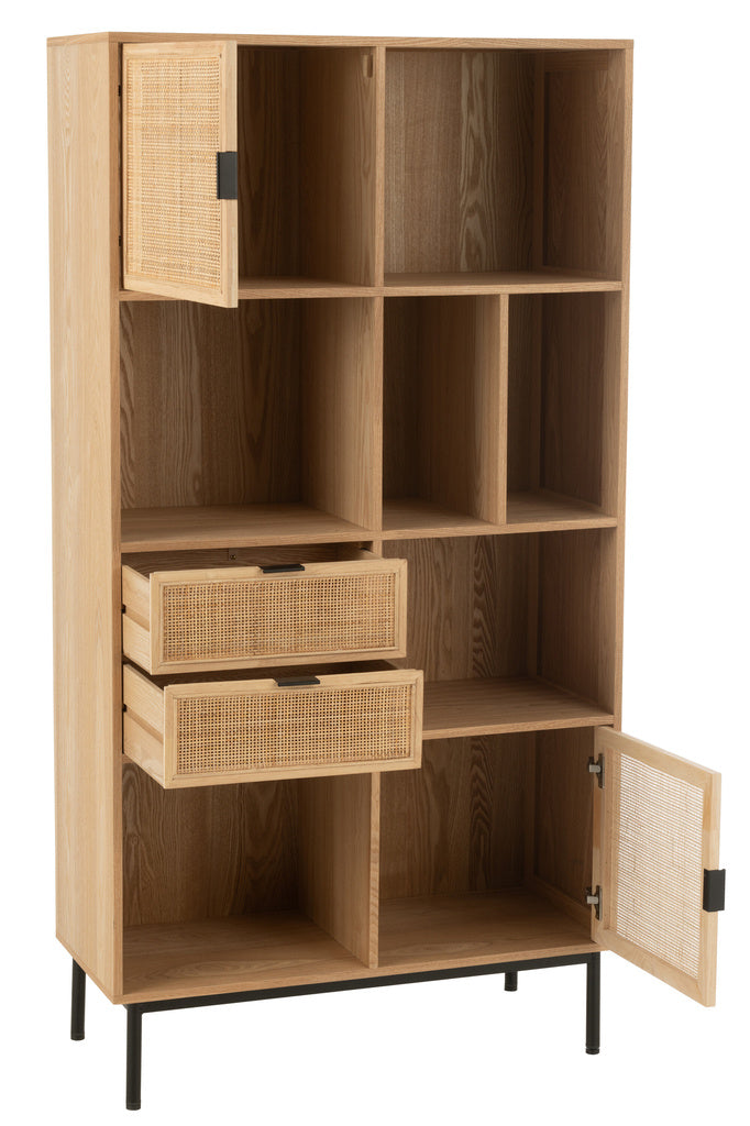 J-LINE KAST COMPARTMENTS MDF/METAAL NATUUR/ZWART