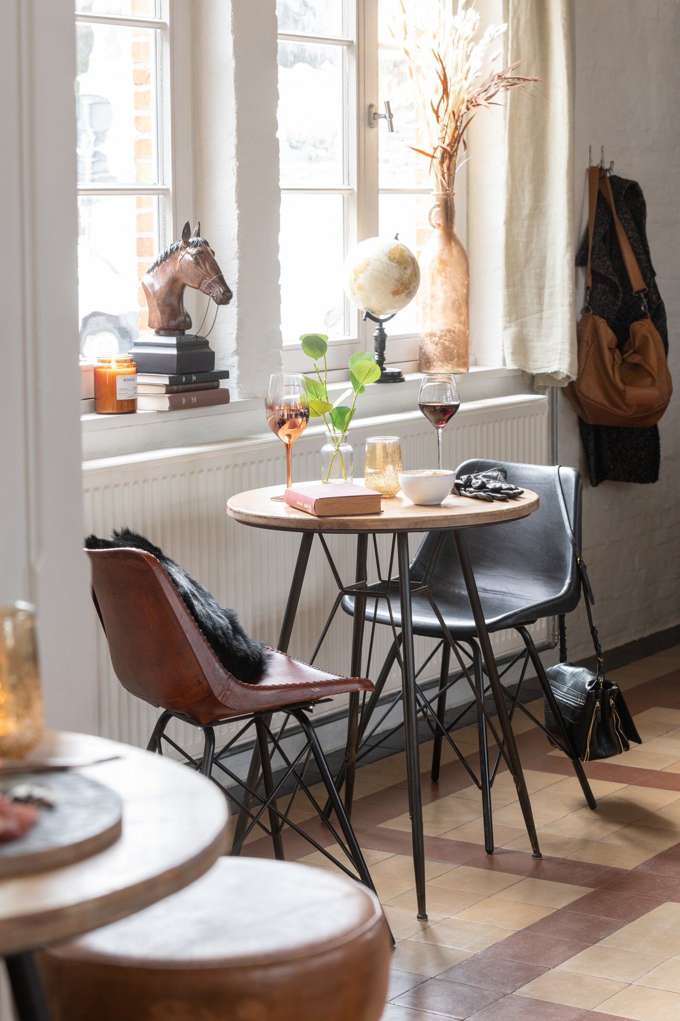 Stoel Loft leer/metaal zwart