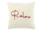 J-LINE KUSSEN GEBREID RELAX POLYESTER/ACRYL WIT/ROOD