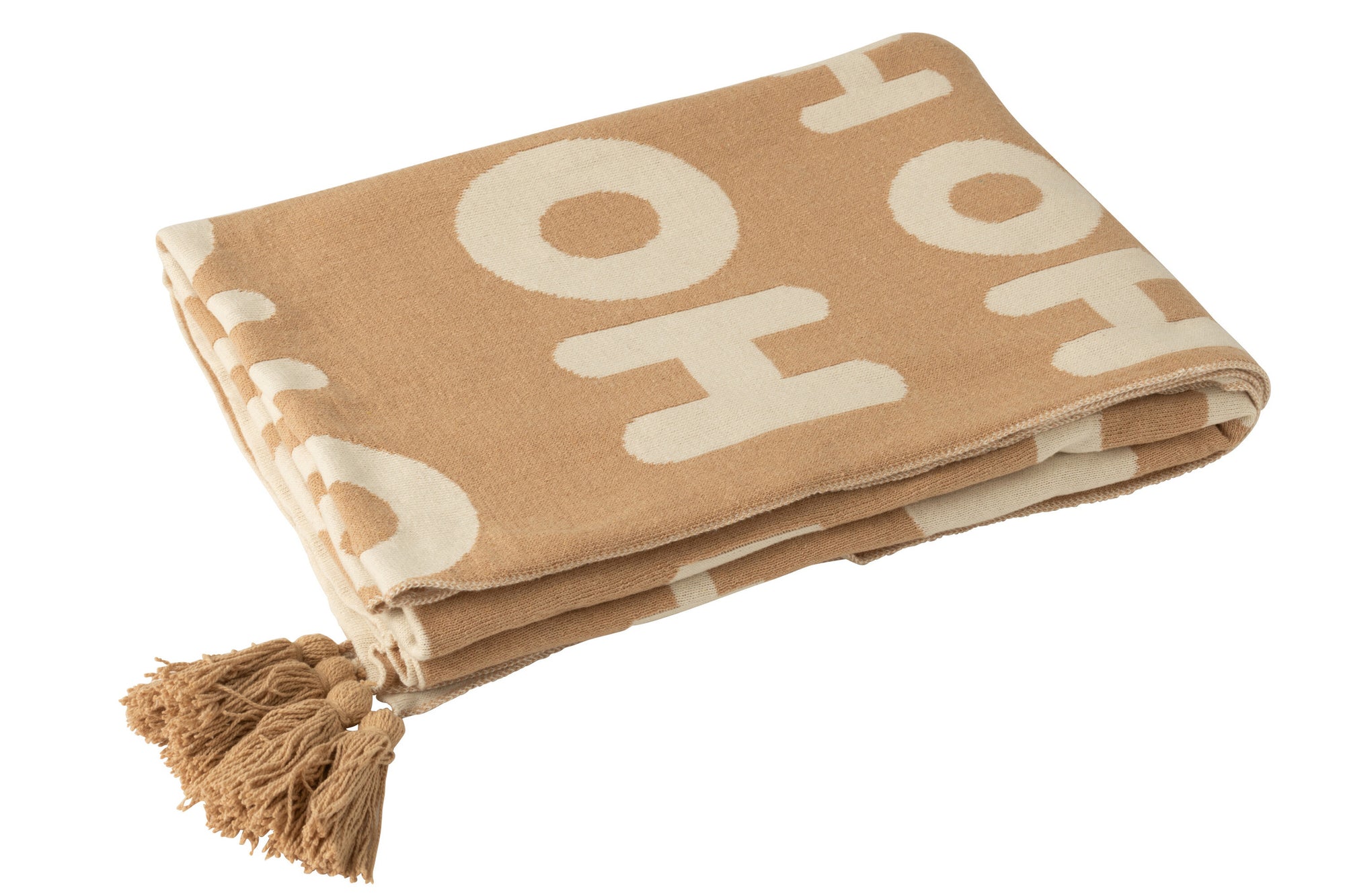 J-LINE DEKEN HOHOHO POLYESTER WIT/BEIGE